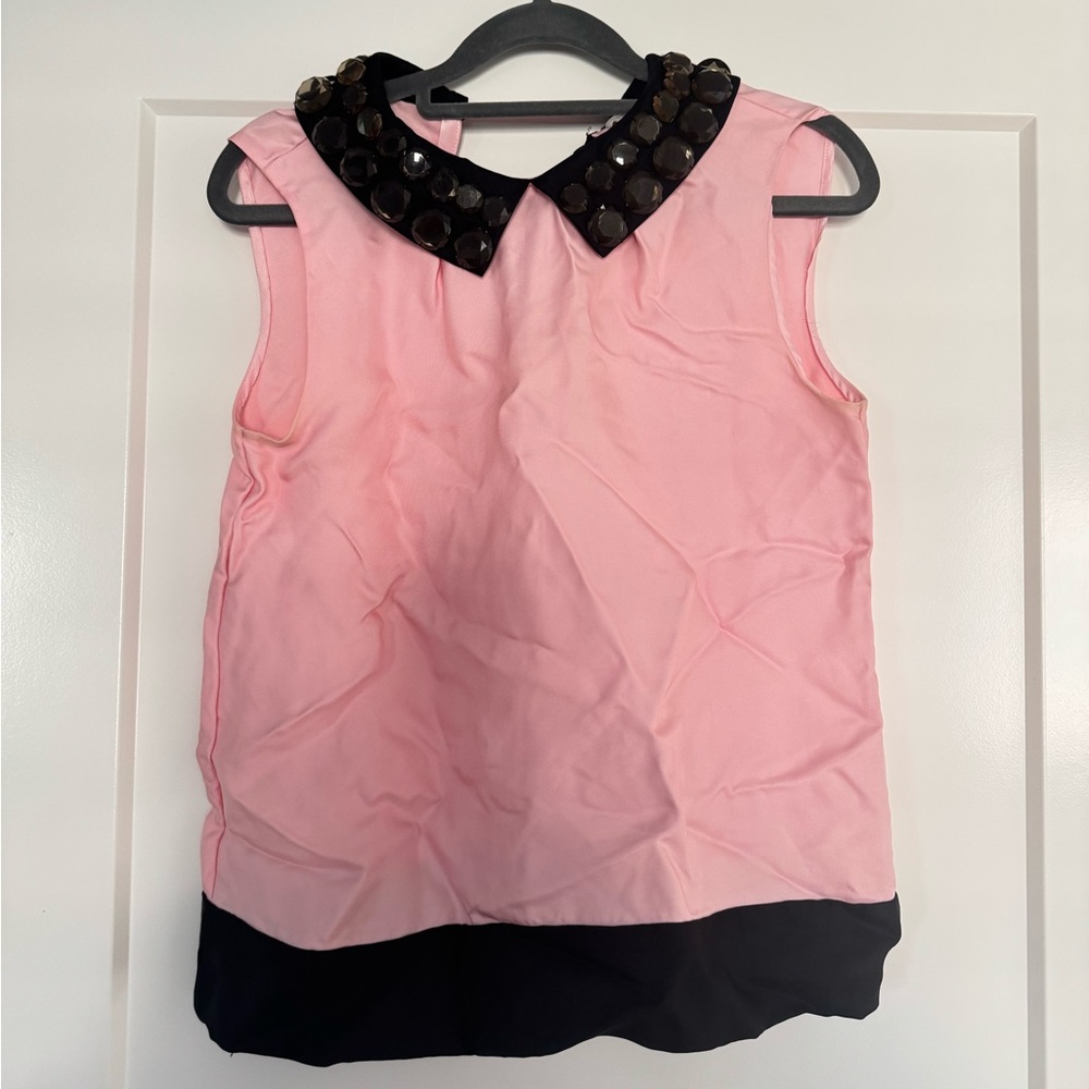 Kate Spade Pink Top with Black Embellished Collar